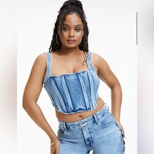 Good American indigo Denim Lace Up Corset